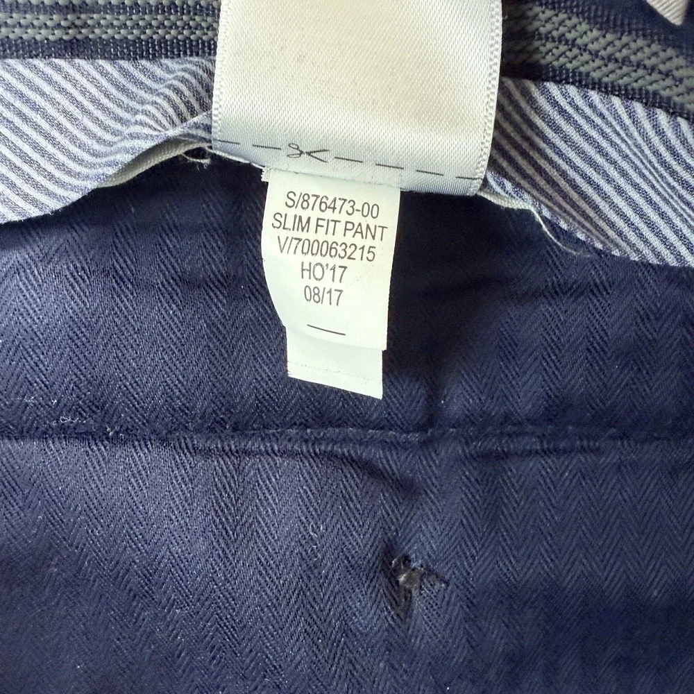 Banana Republic Slim Fit Trouser Pants in Blue Micro Check Men 34x31 Stetch Wool